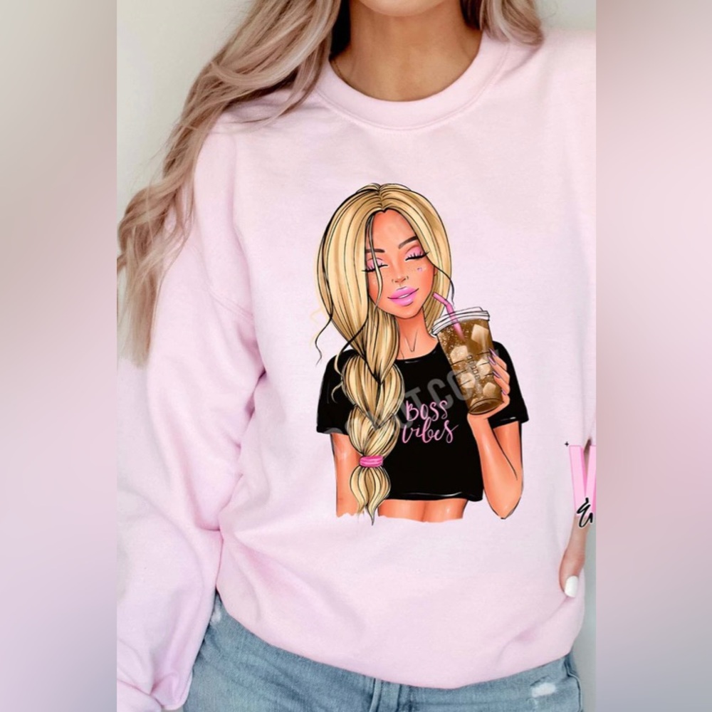 Custom printed crewneck sweatshirts PINK